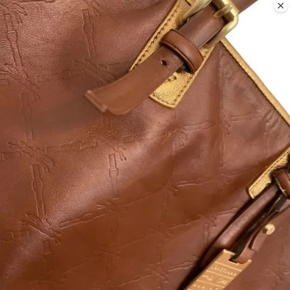 Longchamp Brown Leather Embossed Logo Pliage Bag - Picture 5 of 13